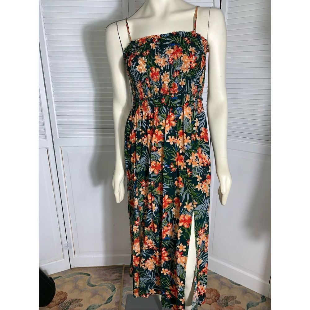 New Look Green Floral Rayon Dress Size Small